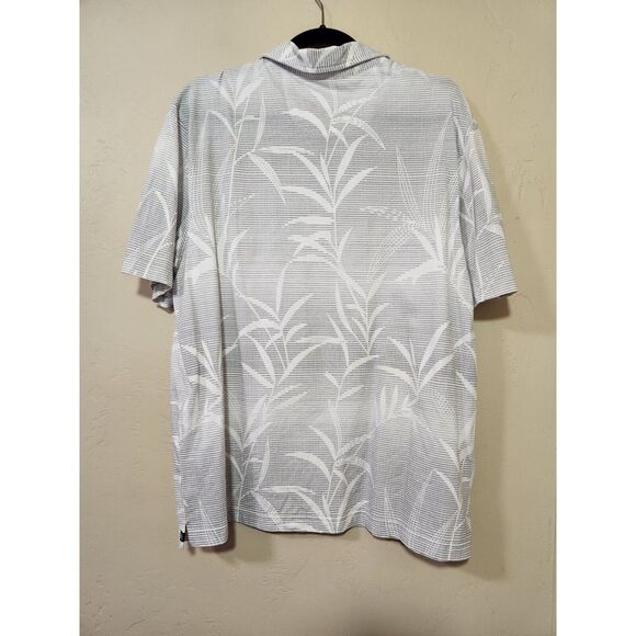 Nat Nast White and Gray Hawaiian‎ Polo Leaf Pattern Mens Size Large - Picture 3 of 4